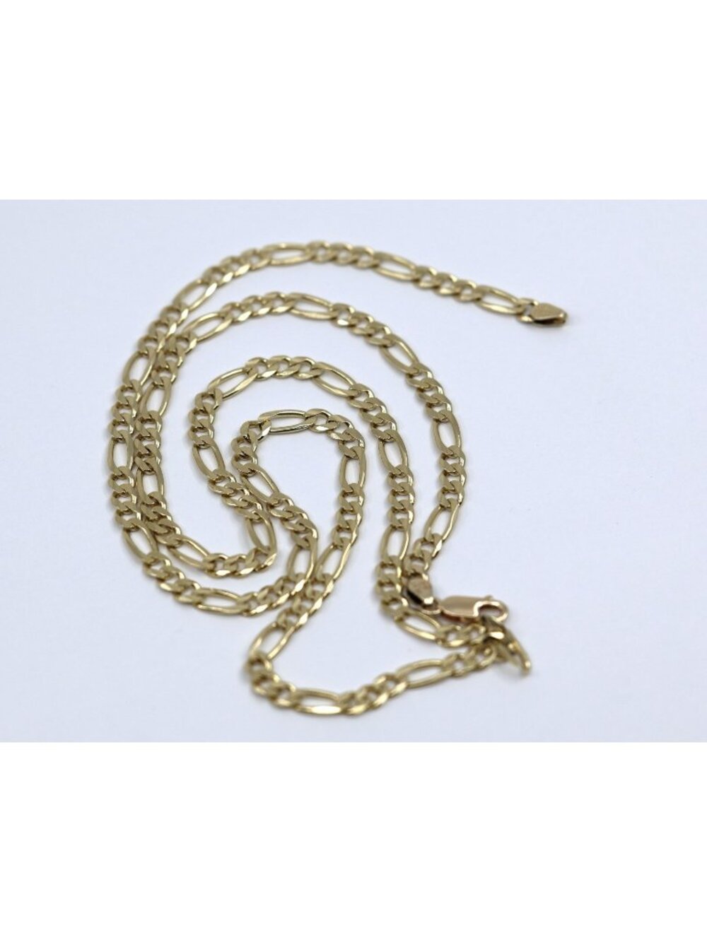 Unique 14K Solid Yellow Gold Designer Figaro Link Chain Necklace - 25.25" Length